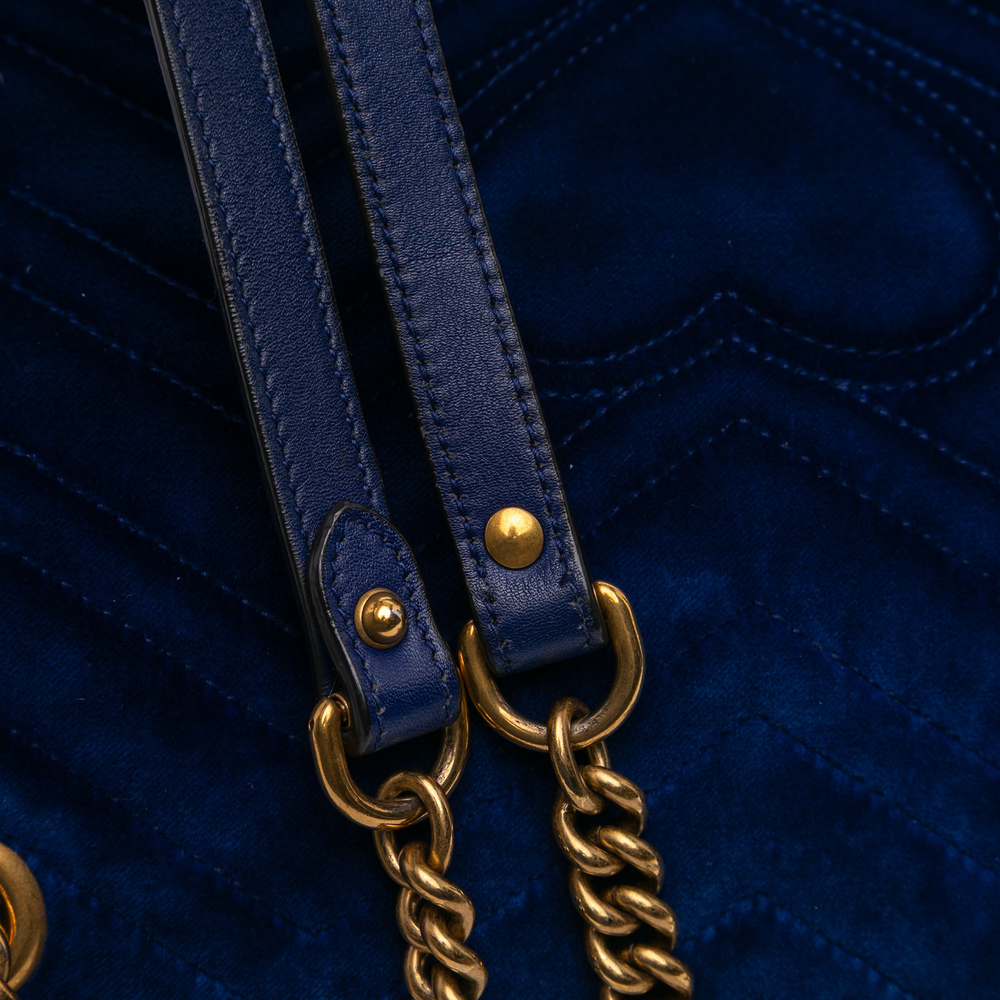 Pre-Loved Gucci Medium GG Marmont Matelasse Velvet Flap Crossbody - Picture 10 of 11